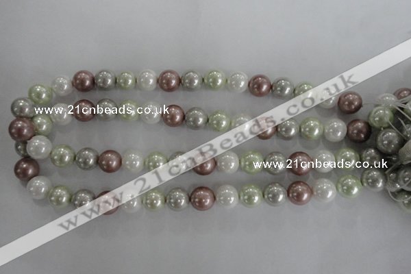 CSB1080 15.5 inches 12mm round mixed color shell pearl beads