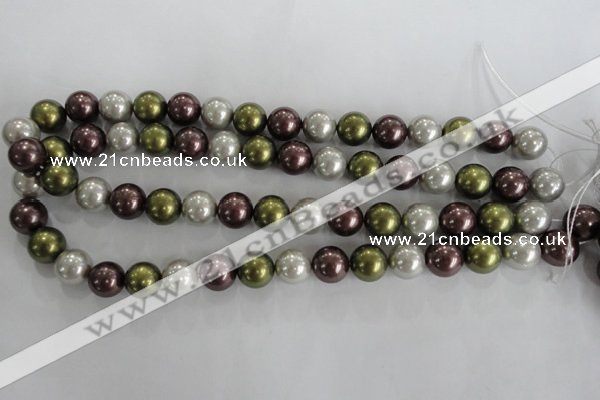 CSB1081 15.5 inches 12mm round mixed color shell pearl beads