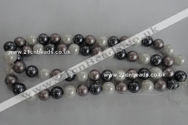 CSB1082 15.5 inches 12mm round mixed color shell pearl beads