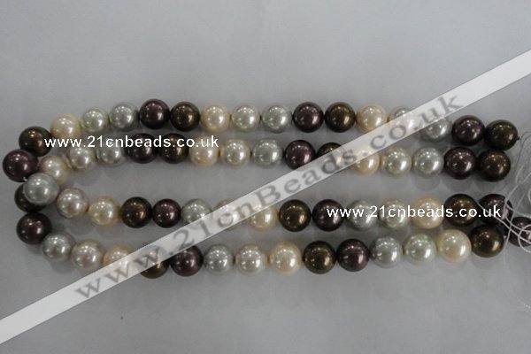 CSB1083 15.5 inches 12mm round mixed color shell pearl beads