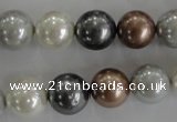 CSB1084 15.5 inches 12mm round mixed color shell pearl beads