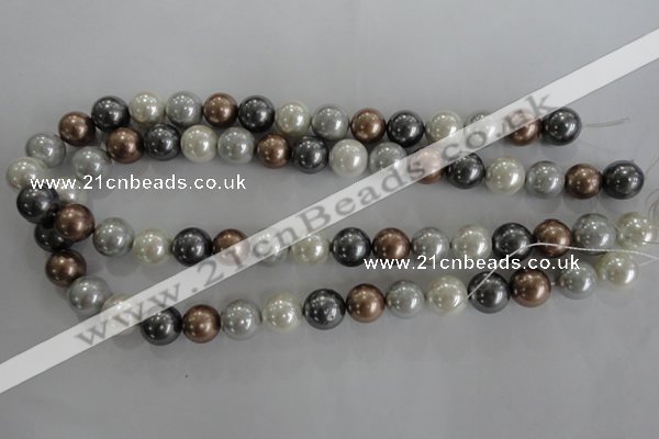 CSB1084 15.5 inches 12mm round mixed color shell pearl beads