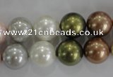 CSB1085 15.5 inches 12mm round mixed color shell pearl beads