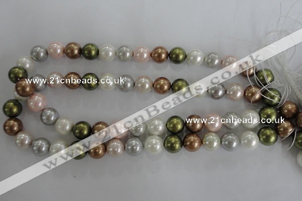 CSB1085 15.5 inches 12mm round mixed color shell pearl beads