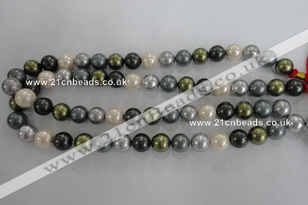 CSB1086 15.5 inches 12mm round mixed color shell pearl beads