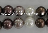 CSB1087 15.5 inches 12mm round mixed color shell pearl beads