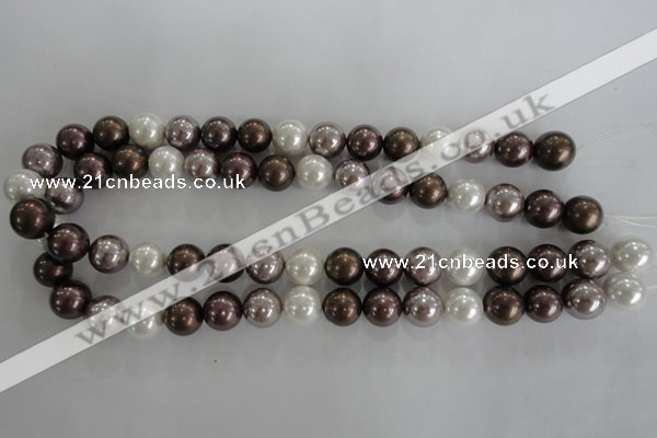 CSB1087 15.5 inches 12mm round mixed color shell pearl beads