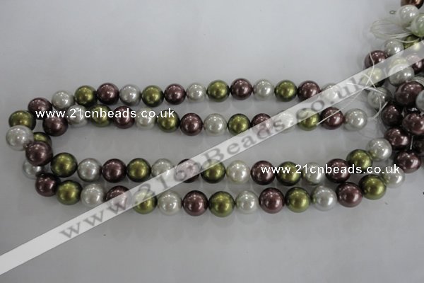 CSB1089 15.5 inches 12mm round mixed color shell pearl beads