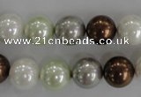 CSB1090 15.5 inches 12mm round mixed color shell pearl beads