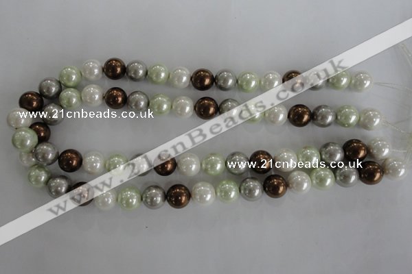 CSB1090 15.5 inches 12mm round mixed color shell pearl beads