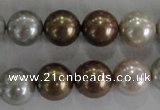 CSB1091 15.5 inches 12mm round mixed color shell pearl beads