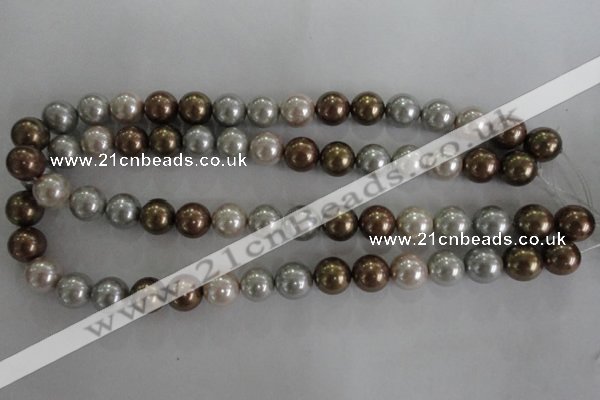 CSB1091 15.5 inches 12mm round mixed color shell pearl beads