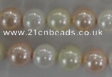 CSB1092 15.5 inches 12mm round mixed color shell pearl beads