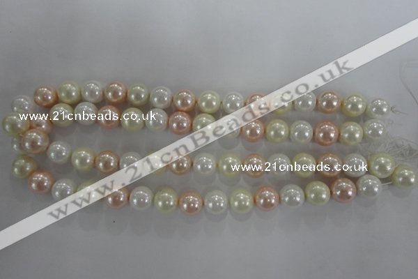 CSB1092 15.5 inches 12mm round mixed color shell pearl beads