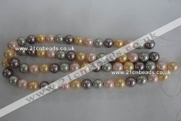 CSB1093 15.5 inches 12mm round mixed color shell pearl beads