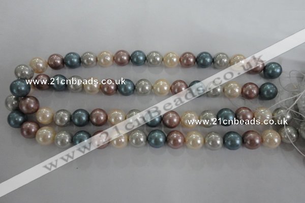 CSB1094 15.5 inches 12mm round mixed color shell pearl beads