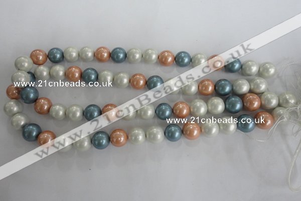 CSB1095 15.5 inches 12mm round mixed color shell pearl beads