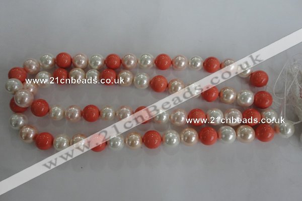 CSB1096 15.5 inches 12mm round mixed color shell pearl beads