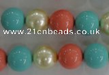 CSB1097 15.5 inches 12mm round mixed color shell pearl beads