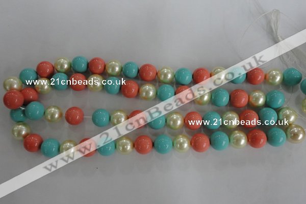 CSB1097 15.5 inches 12mm round mixed color shell pearl beads