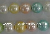 CSB1098 15.5 inches 12mm round mixed color shell pearl beads