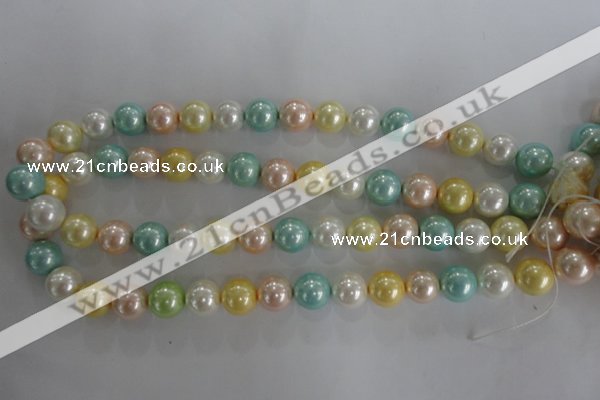 CSB1098 15.5 inches 12mm round mixed color shell pearl beads