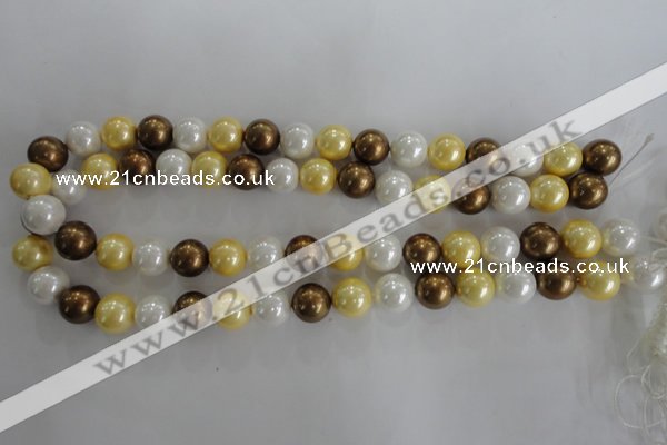 CSB1099 15.5 inches 12mm round mixed color shell pearl beads