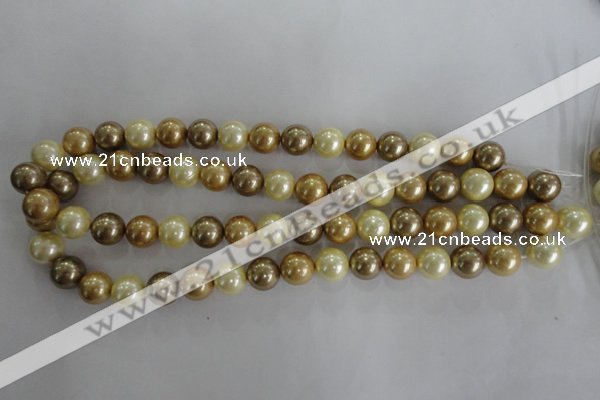 CSB1100 15.5 inches 12mm round mixed color shell pearl beads