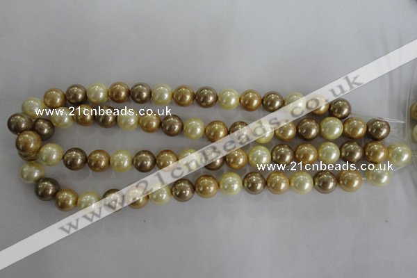 CSB1100 15.5 inches 12mm round mixed color shell pearl beads