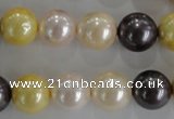 CSB1101 15.5 inches 12mm round mixed color shell pearl beads