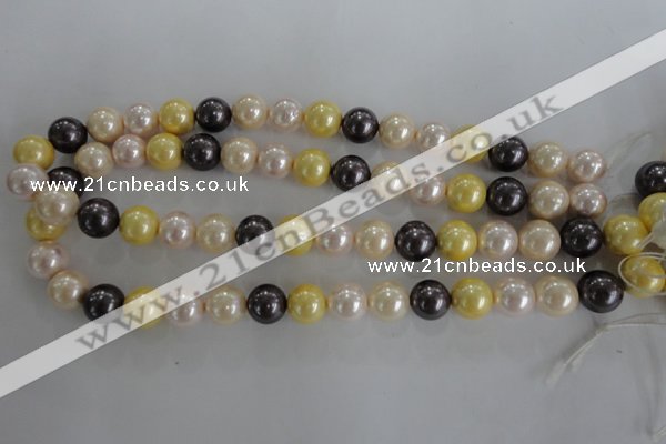 CSB1101 15.5 inches 12mm round mixed color shell pearl beads