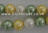 CSB1102 15.5 inches 12mm round mixed color shell pearl beads