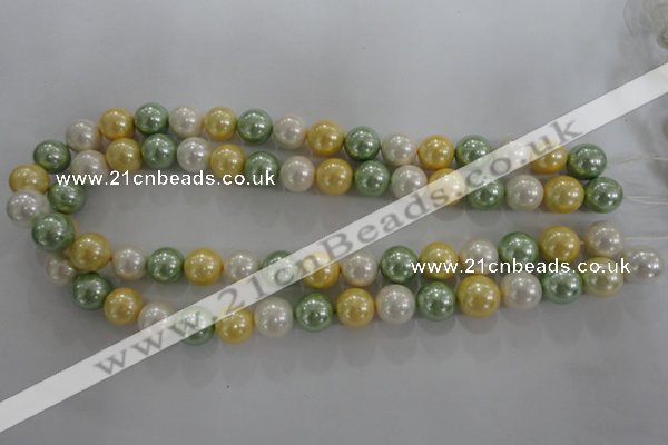 CSB1102 15.5 inches 12mm round mixed color shell pearl beads