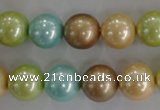 CSB1103 15.5 inches 12mm round mixed color shell pearl beads