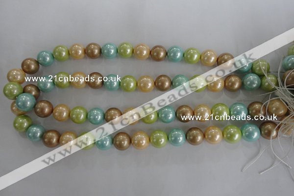 CSB1103 15.5 inches 12mm round mixed color shell pearl beads