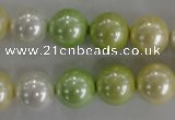 CSB1104 15.5 inches 12mm round mixed color shell pearl beads