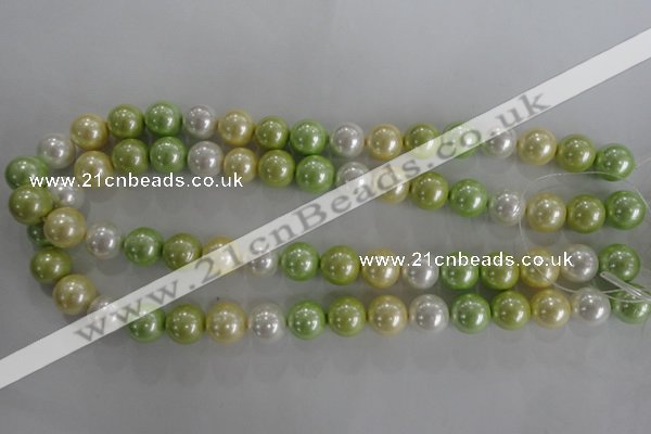 CSB1104 15.5 inches 12mm round mixed color shell pearl beads