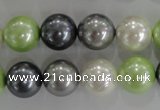 CSB1105 15.5 inches 12mm round mixed color shell pearl beads