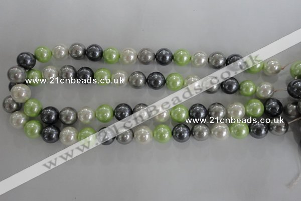 CSB1105 15.5 inches 12mm round mixed color shell pearl beads