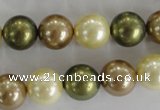 CSB1106 15.5 inches 12mm round mixed color shell pearl beads