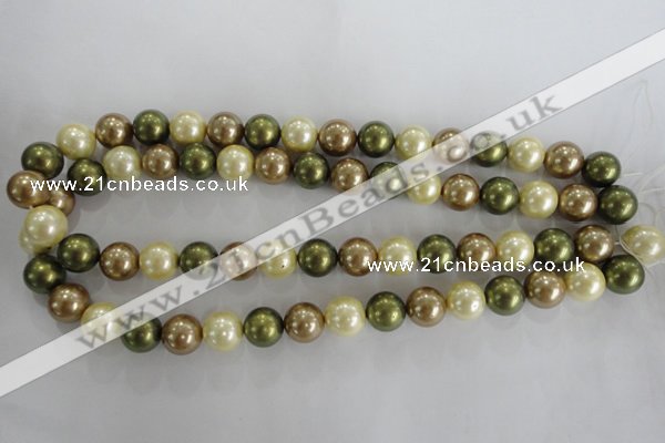 CSB1106 15.5 inches 12mm round mixed color shell pearl beads