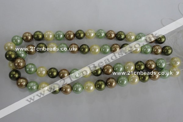 CSB1107 15.5 inches 12mm round mixed color shell pearl beads