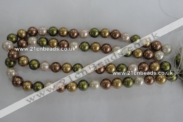 CSB1108 15.5 inches 12mm round mixed color shell pearl beads