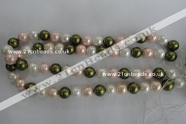 CSB1109 15.5 inches 12mm round mixed color shell pearl beads