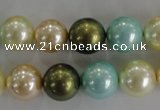 CSB1110 15.5 inches 12mm round mixed color shell pearl beads