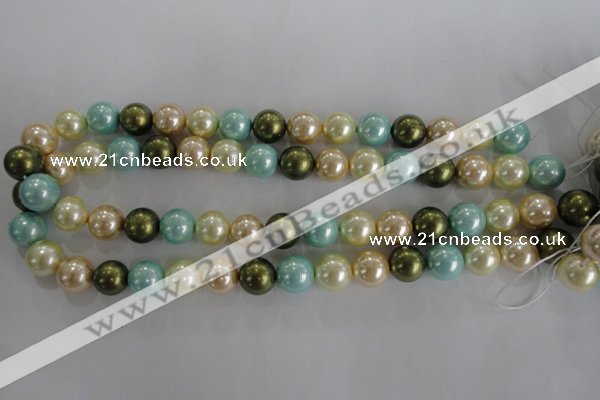 CSB1110 15.5 inches 12mm round mixed color shell pearl beads