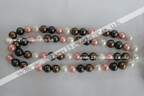 CSB1111 15.5 inches 12mm round mixed color shell pearl beads