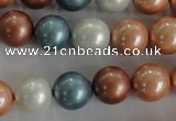 CSB1112 15.5 inches 12mm round mixed color shell pearl beads
