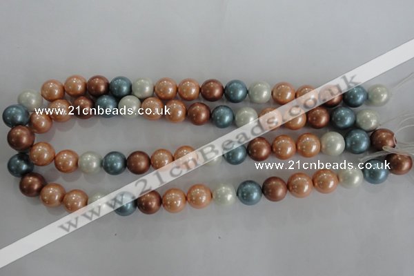 CSB1112 15.5 inches 12mm round mixed color shell pearl beads