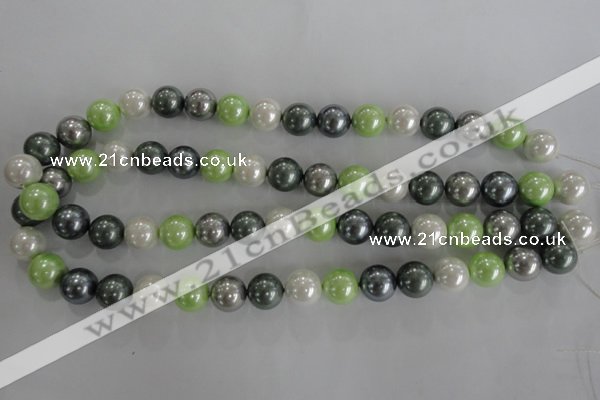 CSB1113 15.5 inches 12mm round mixed color shell pearl beads